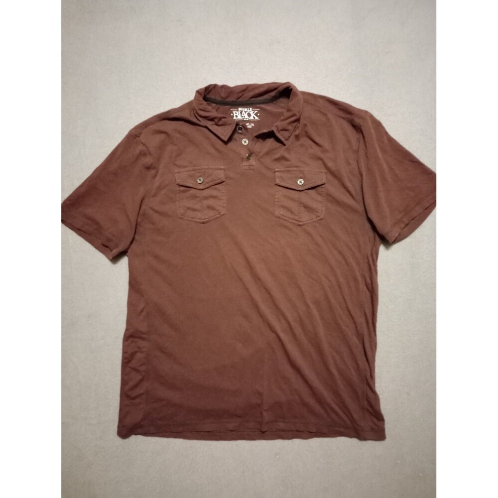 Buckle Black BKE Polo Shirt Men XL Maroon Stretchy Pocket Shirt